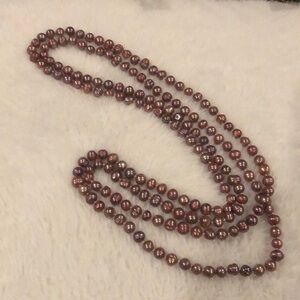 Dark Pink Ringed Freshwater Pearl Necklace